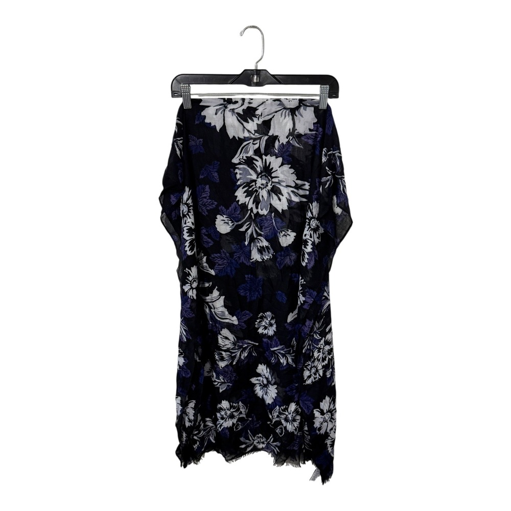 Vera Bradley Floral Scarf Black Purple White Rayon Eyelash Fringe Wrap Shawl